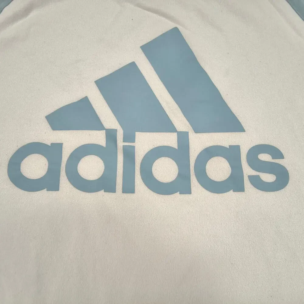 Adidas Graphic Short Sleeve Crew Neck T Shirt Womens Size Medium M White Blue - Picture 4 of 9